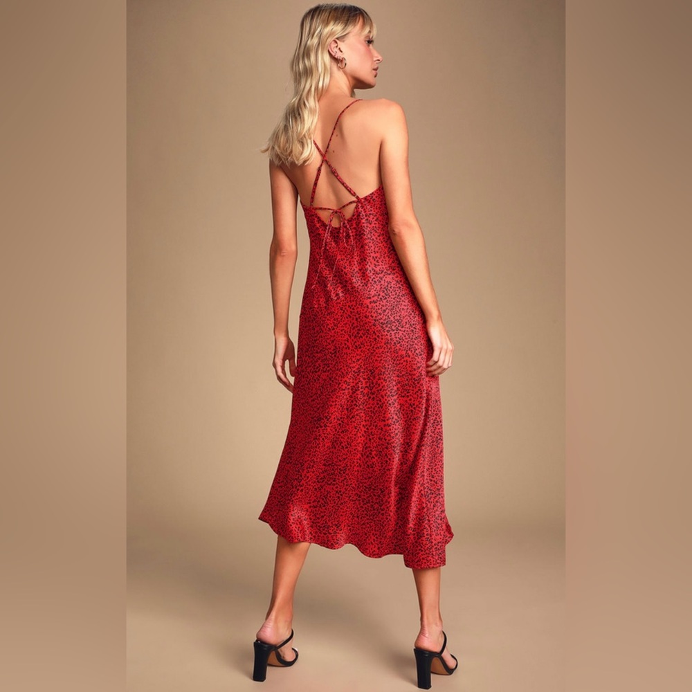 Astr The Label Gaia Red Leopard Print Cowl Neck - image 2